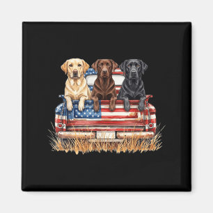Patriotic Labrador Dog American Flag Truck 4th of Magnet