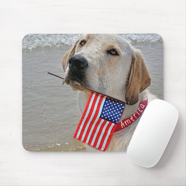 Patriotic Labrador Retriever Mouse Pad (With Mouse)