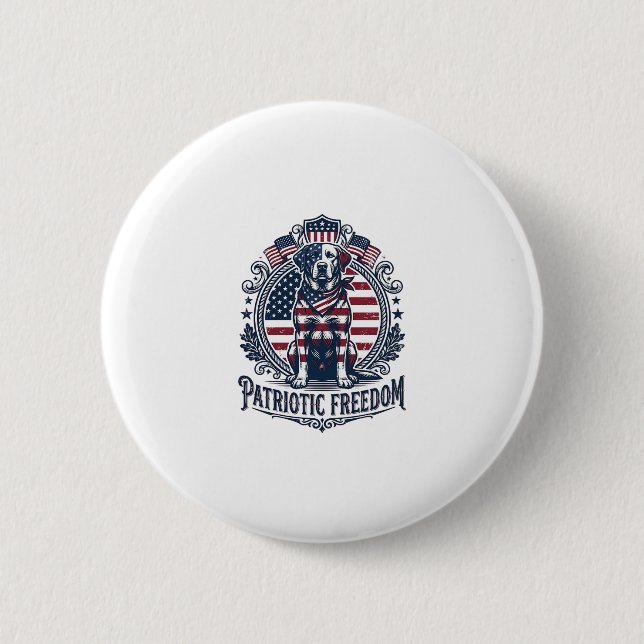Patriotic Labrador Retriever Vector Graphic Tee_1 2 Inch Round Button (Front)