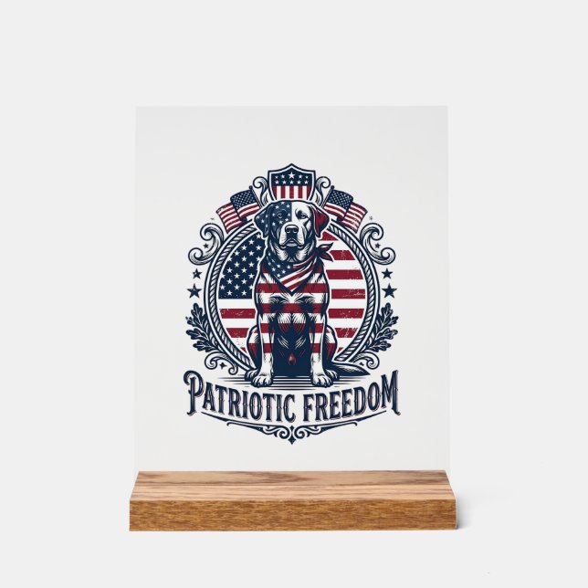 Patriotic Labrador Retriever Vector Graphic Tee_1 Acrylic Sign (Front)