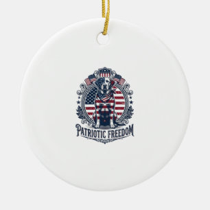 Patriotic Labrador Retriever Vector Graphic Tee_1 Ceramic Ornament