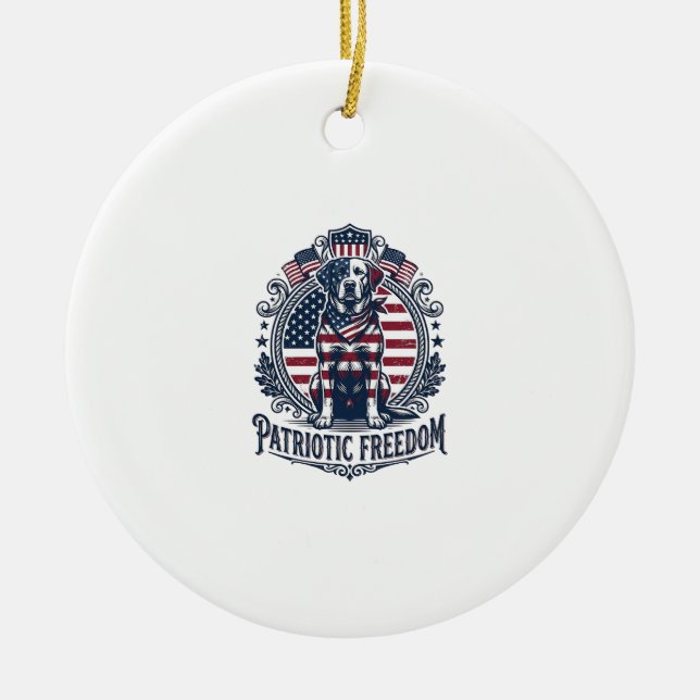 Patriotic Labrador Retriever Vector Graphic Tee_1 Ceramic Ornament (Front)
