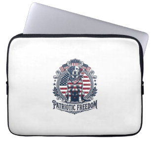 Patriotic Labrador Retriever Vector Graphic Tee_1 Laptop Sleeve