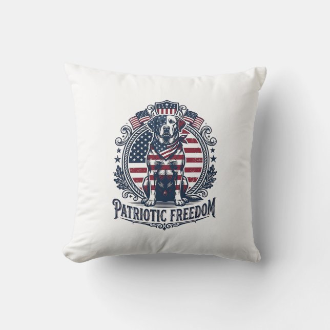 Patriotic Labrador Retriever Vector Graphic Tee_1 Throw Pillow (Front)