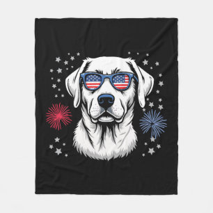 Patriotic Labrador with USA Shades Fleece Blanket