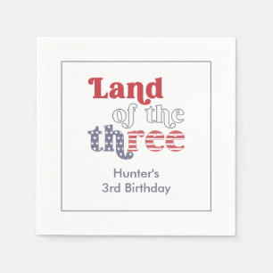 Patriotic Land Of The Three 3rd Birthday Party Napkin