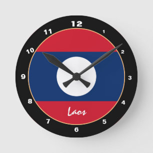 Patriotic Laos Flag, Laos trendy Home / design Round Clock