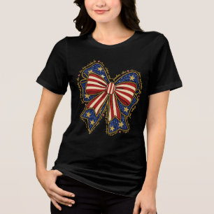 Patriotic Liberty Bow – Vintage Americana Vibes Tri-Blend Shirt