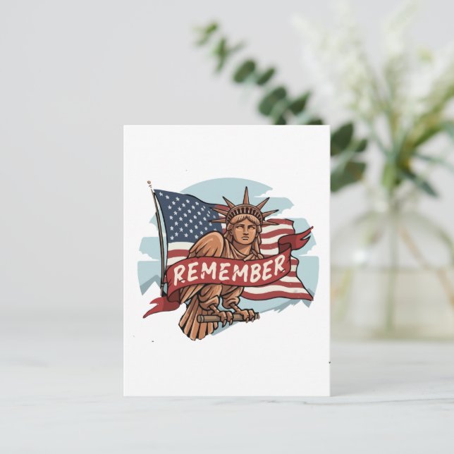  Patriotic Liberty Eagle "Remember" Graphic Postcard (Standing Front)
