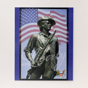 Patriotic Liberty Minuteman with Defense Emblem Jigsaw Puzzle