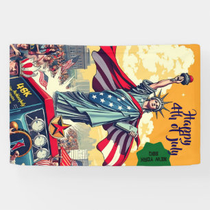 Patriotic Liberty Parade – Vintage 4th of July USA Banner