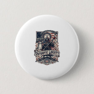 Patriotic Liberty Reaper Dark Patriot Skeleton & R 2 Inch Round Button