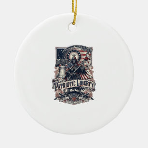 Patriotic Liberty Reaper Dark Patriot Skeleton & R Ceramic Ornament