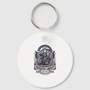 Patriotic Liberty Reaper Dark Patriot Skeleton & R Keychain