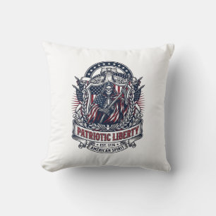 Patriotic Liberty Reaper Dark Patriot Skeleton & R Throw Pillow