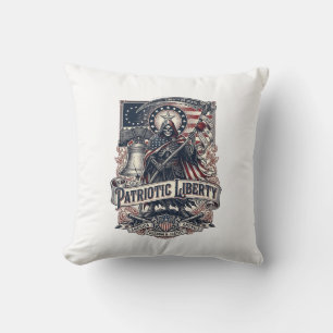Patriotic Liberty Reaper Dark Patriot Skeleton & R Throw Pillow