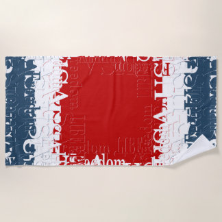 Patriotic Liberty Square Red White & Blue Beach Towel