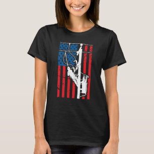 Patriotic Lineman Tools Amercia USA Flag Electrici T-Shirt