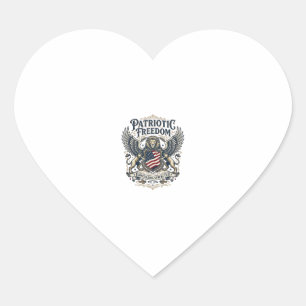 Patriotic Lion Eagle Guardian Animal Hybrid Patrio Heart Sticker