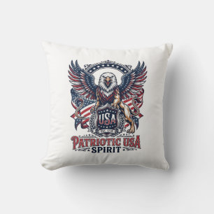 Patriotic Lion Eagle Guardian Animal Hybrid Patrio Throw Pillow