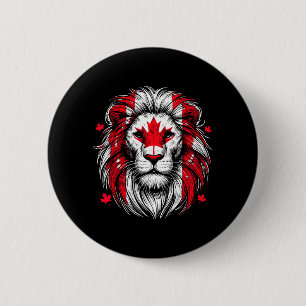 Patriotic Lion Maple Leaf Flag Canada Day Canadian 2 Inch Round Button