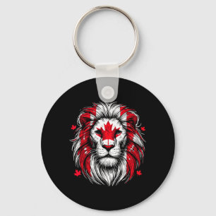 Patriotic Lion Maple Leaf Flag Canada Day Canadian Keychain