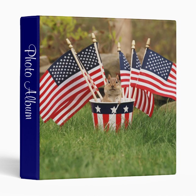 Patriotic little chipmunk photo album binder (Front/Spine)