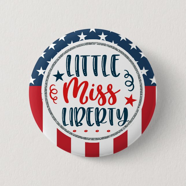 Patriotic Little Miss Liberty American 2 Inch Round Button (Front)