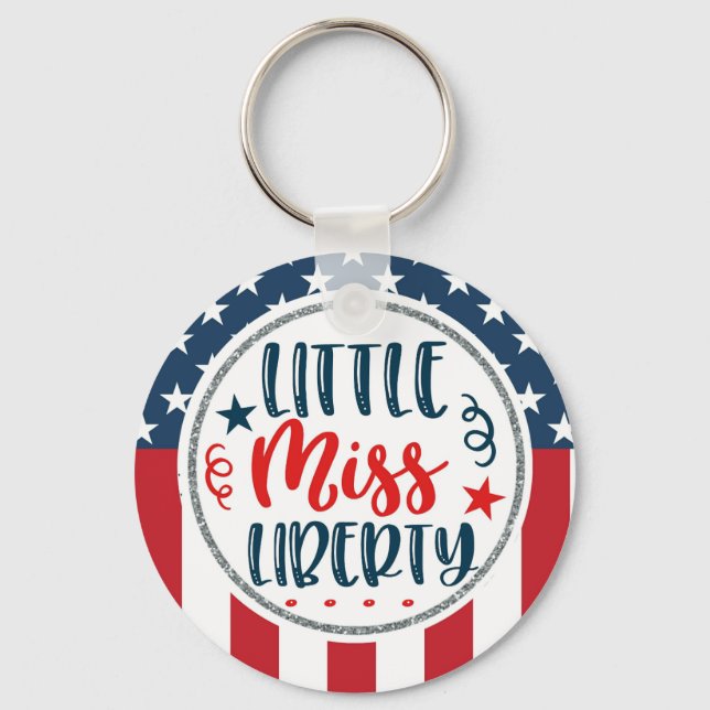 Patriotic Little Miss Liberty Stars Keychain (Front)