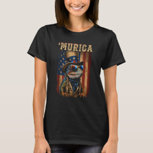 Patriotic Lizard Murica 4th of July Bearded Dragon T-Shirt
