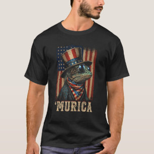 Patriotic Lizard Murica 4th of July Bearded Dragon T-Shirt