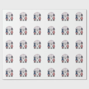 Patriotic Llama Fireworks Vintage Vector Shirt_1 Wrapping Paper