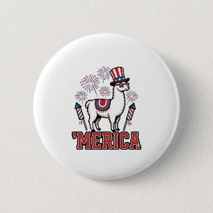 Patriotic Llama Merica Vintage Vector Design_1 2 Inch Round Button