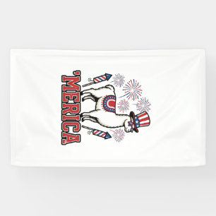 Patriotic Llama Merica Vintage Vector Design_1 Banner