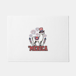 Patriotic Llama Merica Vintage Vector Design_1 Doormat