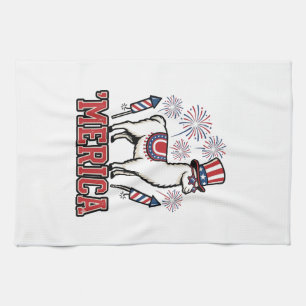 Patriotic Llama Merica Vintage Vector Design_1 Kitchen Towel