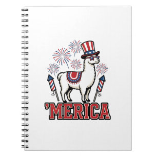 Patriotic Llama Merica Vintage Vector Design_1 Notebook
