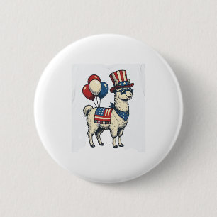 Patriotic Llama Vintage Engraving Shirt Design_1 2 Inch Round Button
