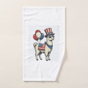Patriotic Llama Vintage Engraving Shirt Design_1 Hand Towel