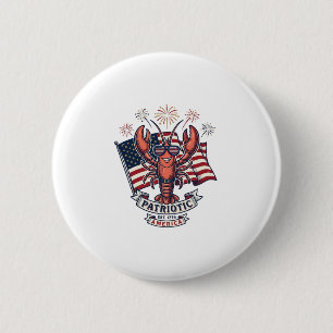 Patriotic Lobster Flag Vintage Engraving T-Shirt_1 2 Inch Round Button