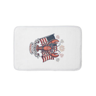 Patriotic Lobster Flag Vintage Engraving T-Shirt_1 Bath Mat