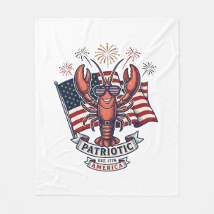 Patriotic Lobster Flag Vintage Engraving T-Shirt_1 Fleece Blanket