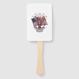 Patriotic Lobster Flag Vintage Engraving T-Shirt_1 Hand Fan