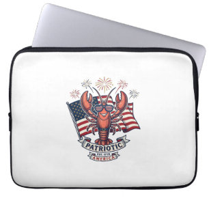 Patriotic Lobster Flag Vintage Engraving T-Shirt_1 Laptop Sleeve