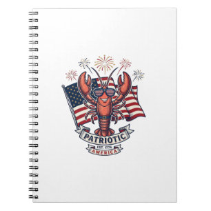 Patriotic Lobster Flag Vintage Engraving T-Shirt_1 Notebook