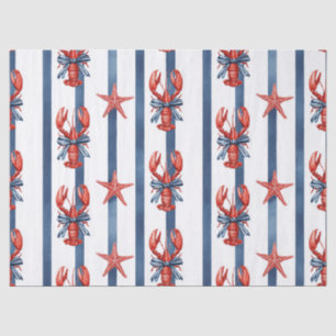 Patriotic Lobster Red White Blue Stars (2) Tissue Paper
