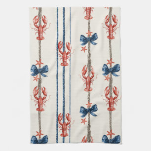 Patriotic Lobster Red White Blue Stars (3) Kitchen Towel
