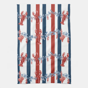 Patriotic Lobster Red White Blue Stars (4) Kitchen Towel