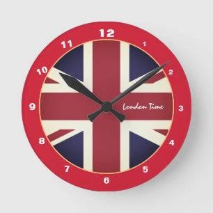 Patriotic London, Vintage British Flag / UK Round Clock