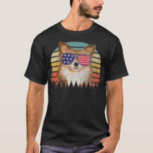 Patriotic Long Haired Chihuahua American Flag Dog T-Shirt